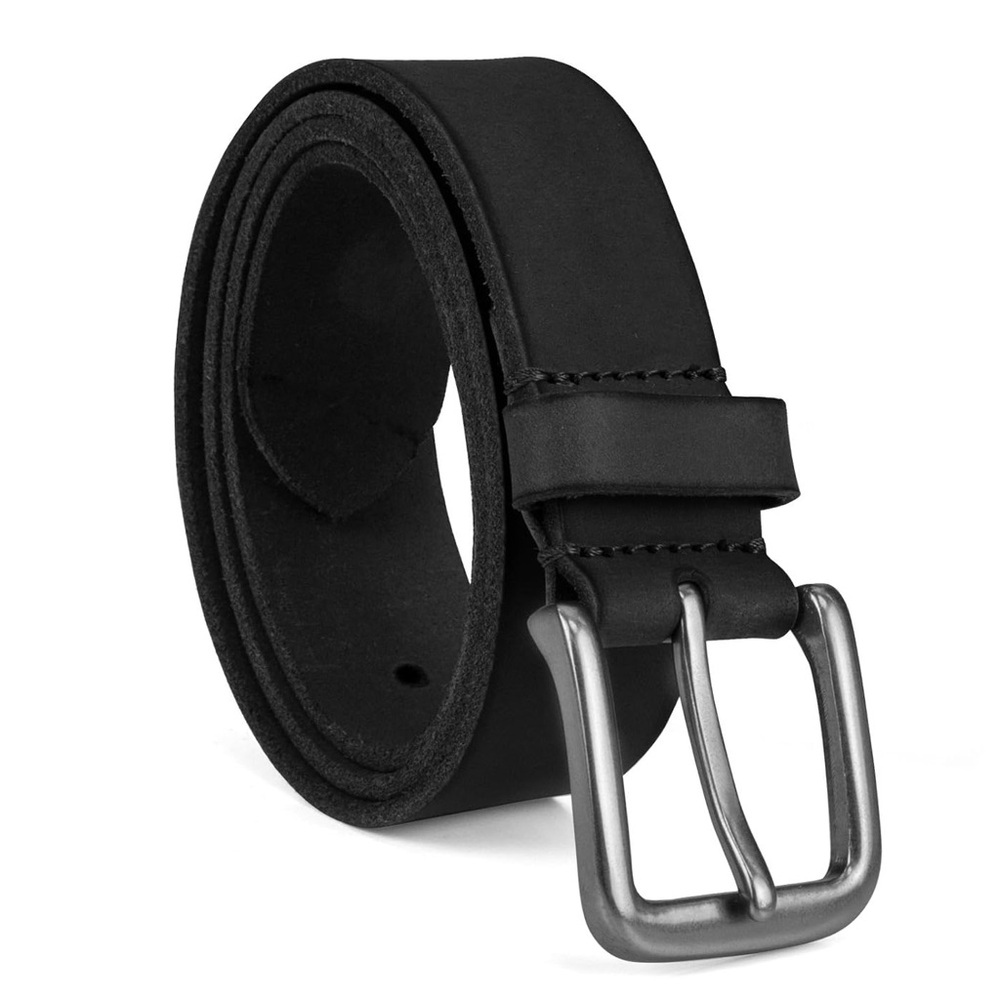 Timberland Men’s Black Leather Belt 35mm Classic Buckle – Genuine Leather